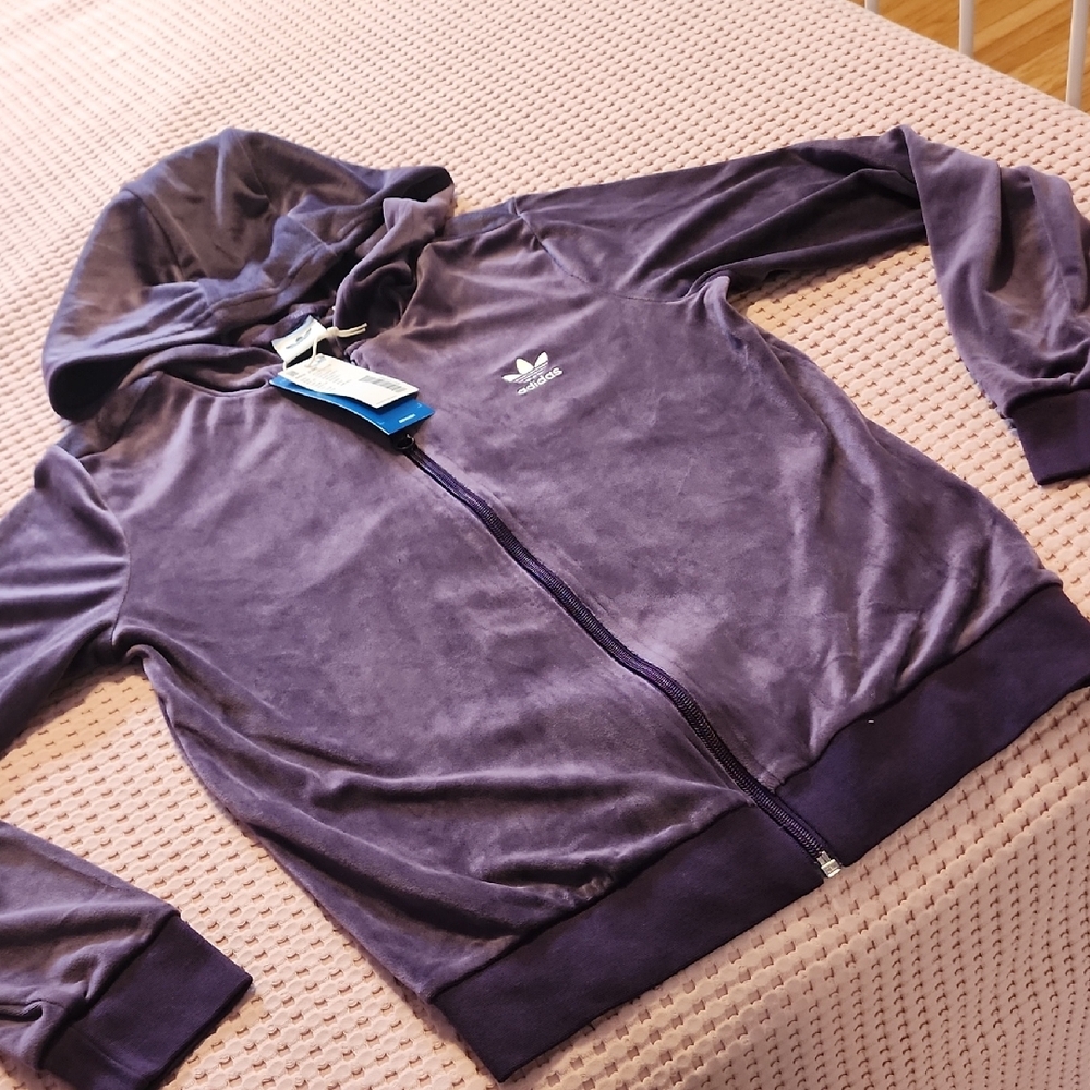 adidas Purple Velour Full-Zip Hoodie